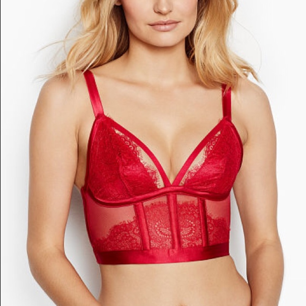 Victoria's Secret Red Lace Longline Bralette